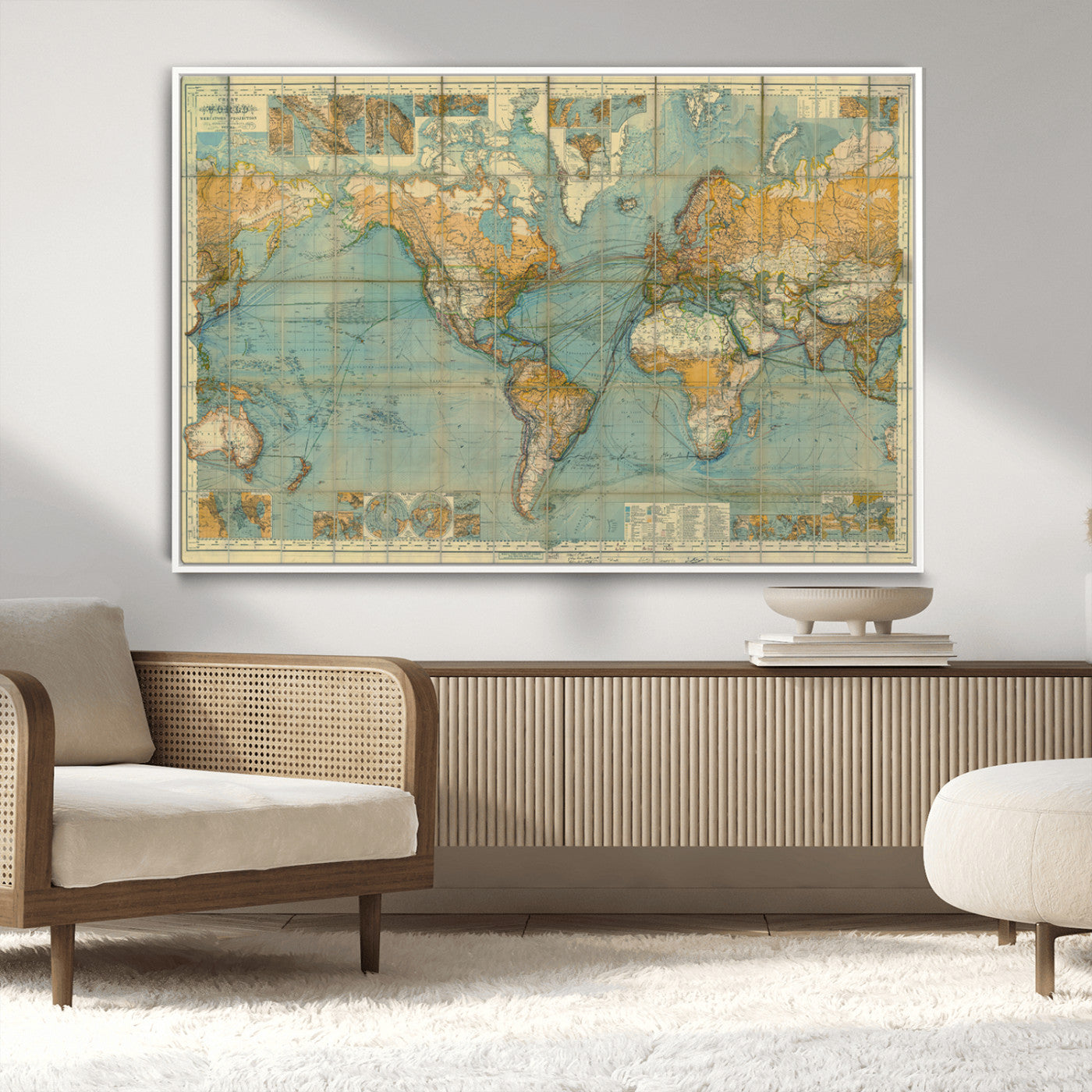 MGV-FC-36X24 - Push Pin World Map Canvas Print – Framed Wall Art for Couples to Track Their Travels – Anniversary