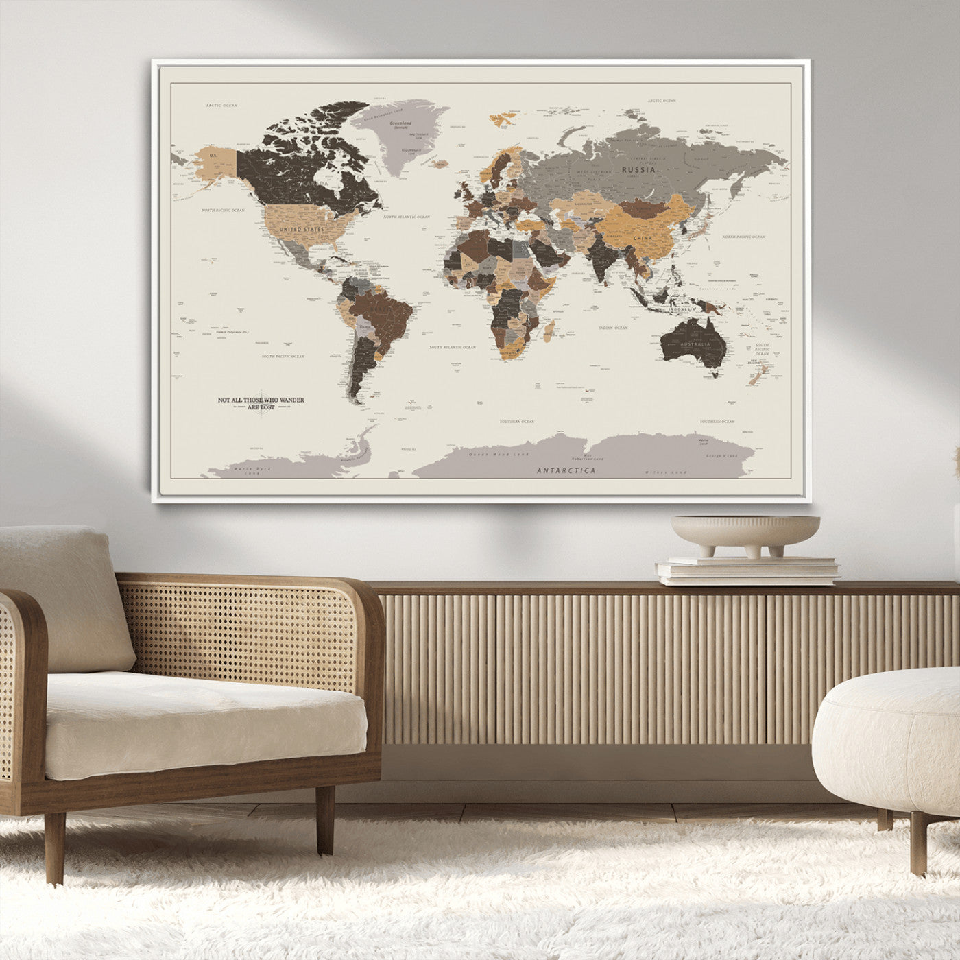 MGV-FC-36X24 - Push Pin World Map Canvas Print – Framed Wall Art for Couples to Track Their Travels – Anniversary