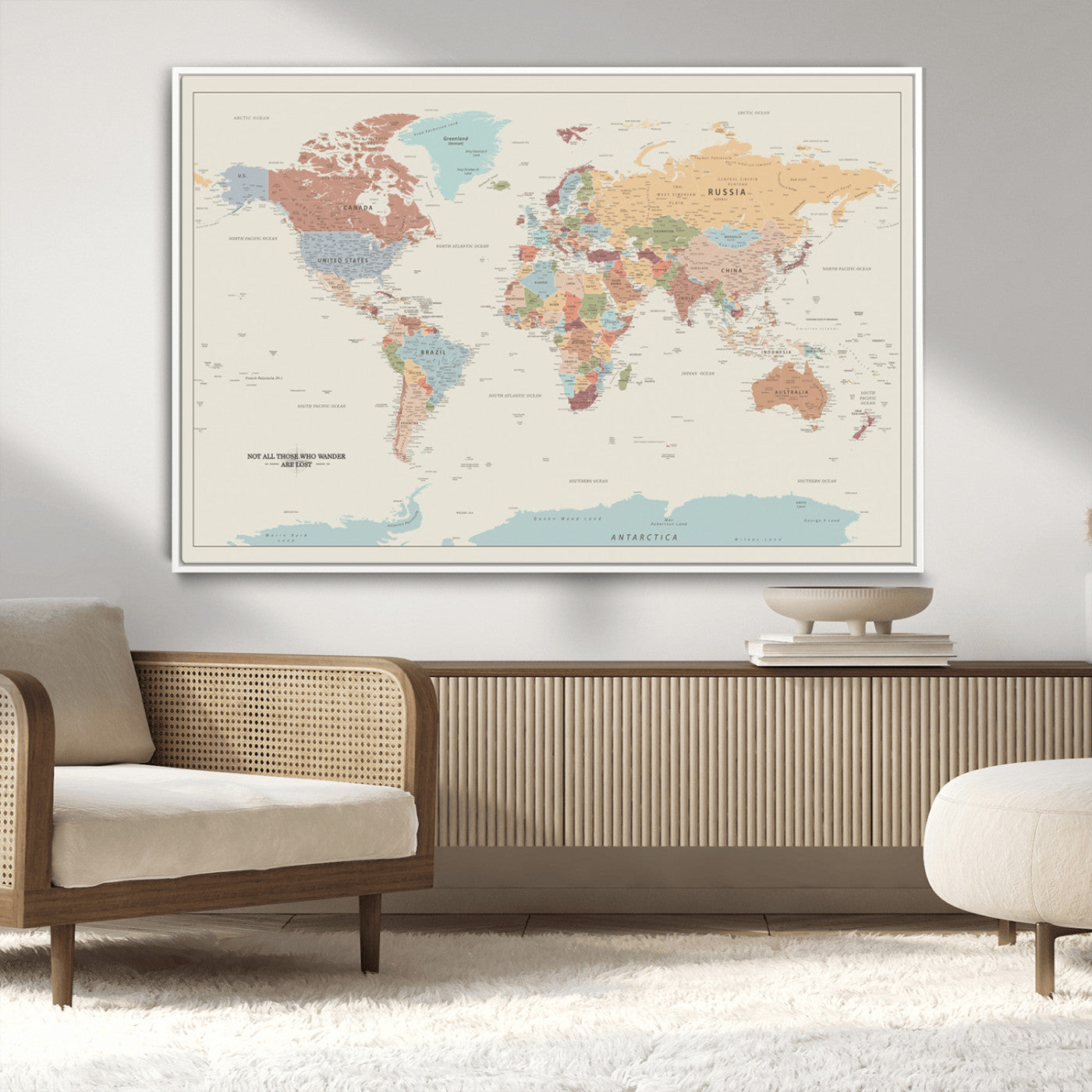 MGV-FC-36X24 - Push Pin World Map Canvas Print – Framed Wall Art for Couples to Track Their Travels – Anniversary