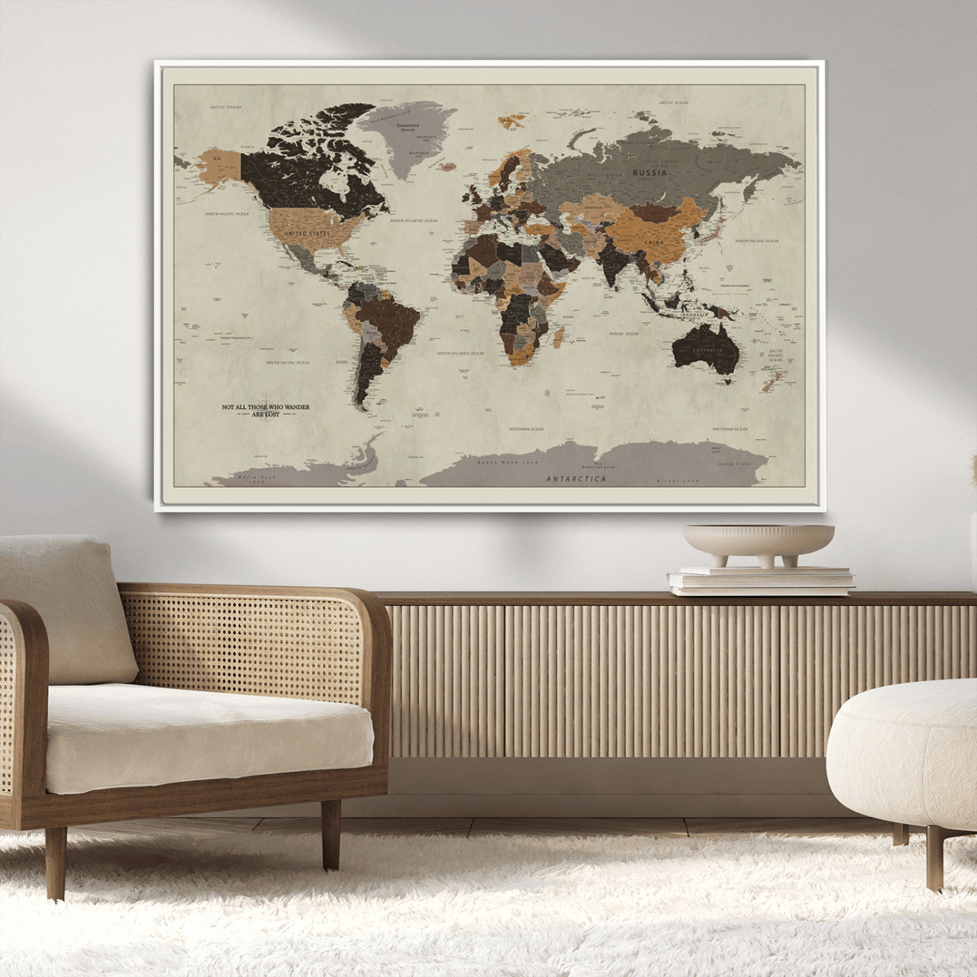MGV-FC-36X24 - Push Pin World Map Canvas Print – Framed Wall Art for Couples to Track Their Travels – Anniversary