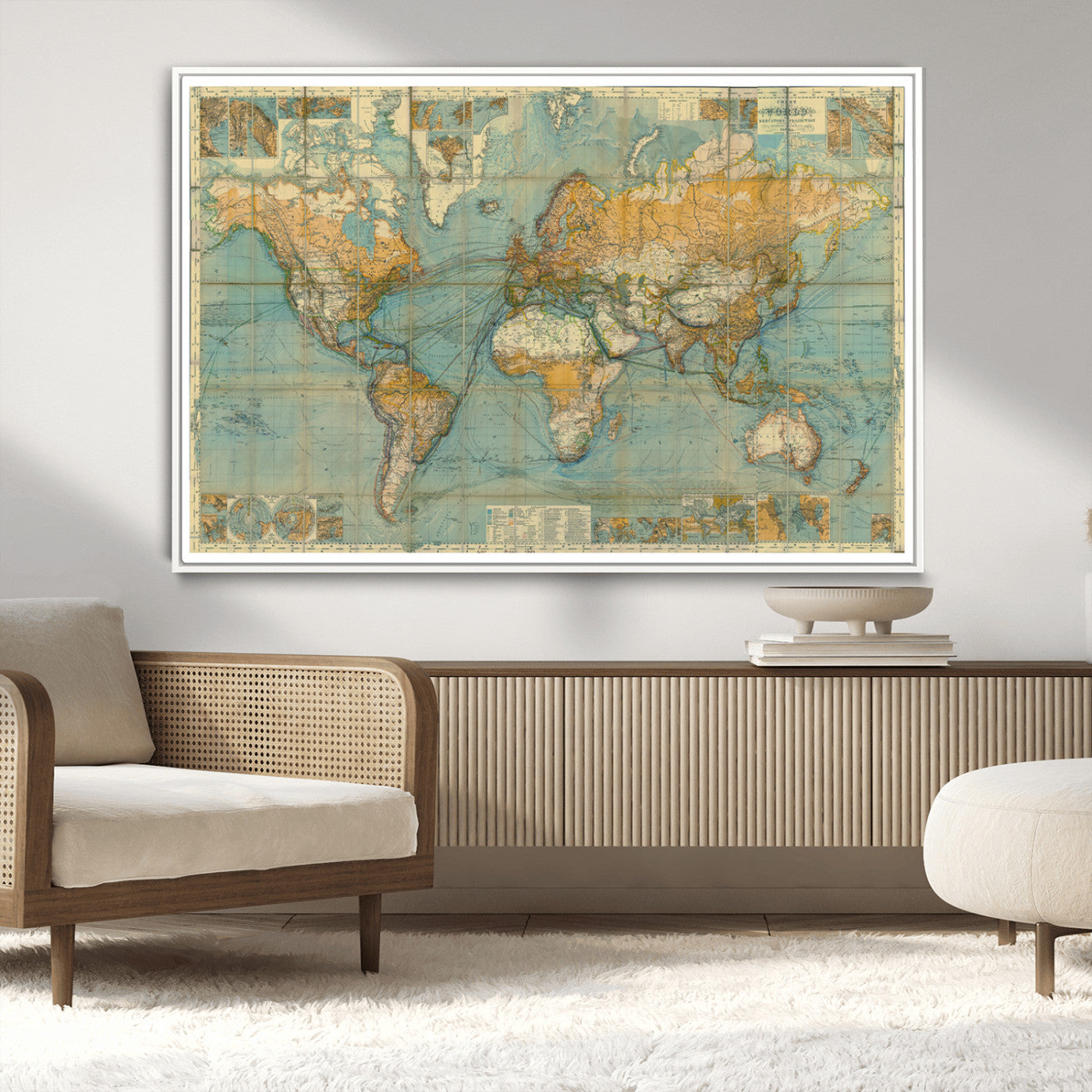 MGV-FC-36X24 - Push Pin World Map Canvas Print – Framed Wall Art for Couples to Track Their Travels – Anniversary