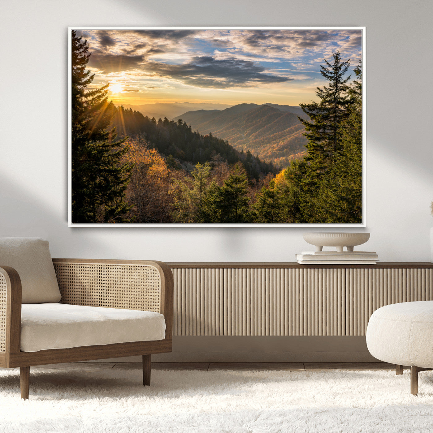 MGV-FC-36X24 - Sunrise Over the Smoky Mountains Canvas Wall Art – Breathtaking Scenic Landscape Photography in a