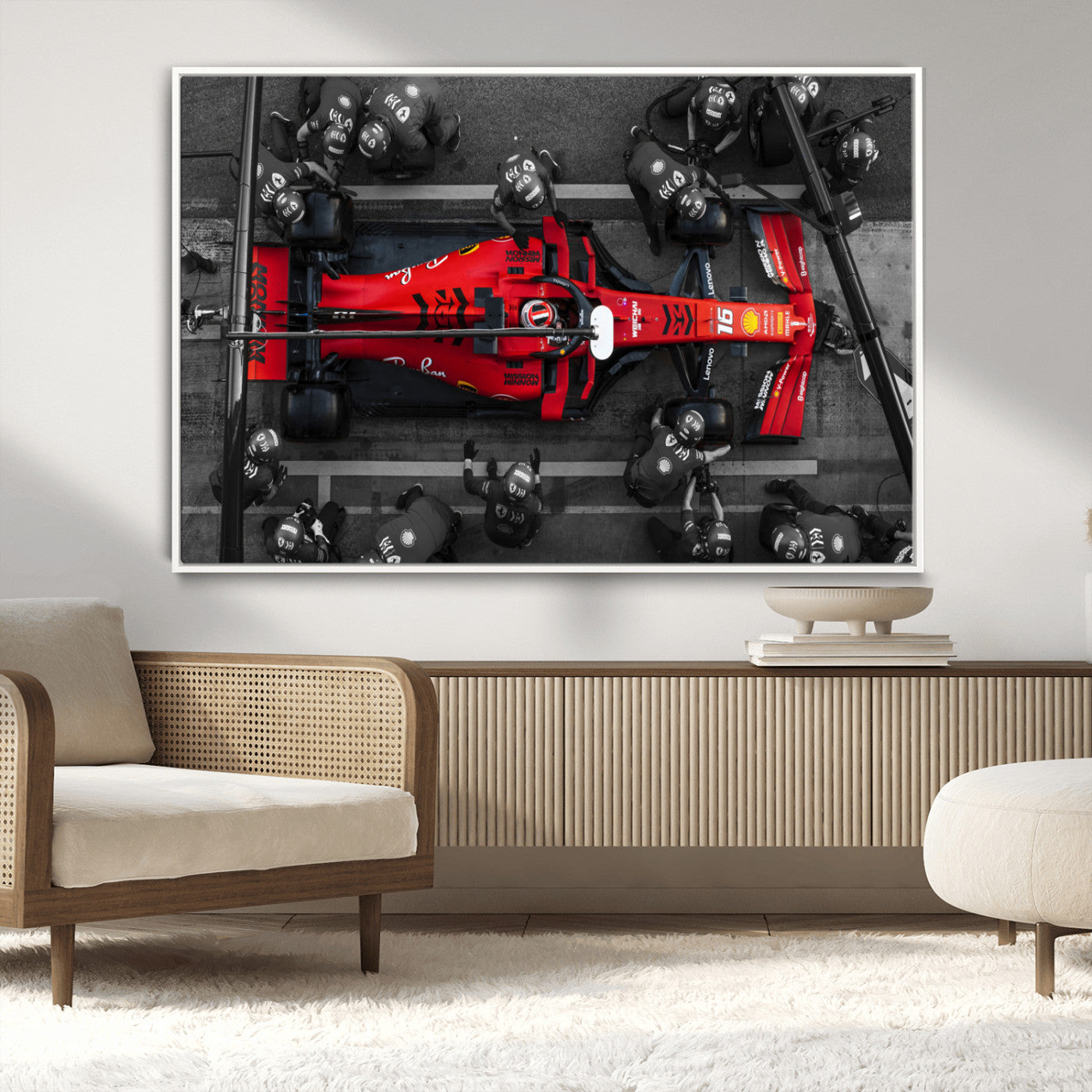 MGV-FC-36X24 - Ferrari Pit Stop Canvas Wall Art – Precision and Speed Captured in Bold Motorsport Imagery – Ready