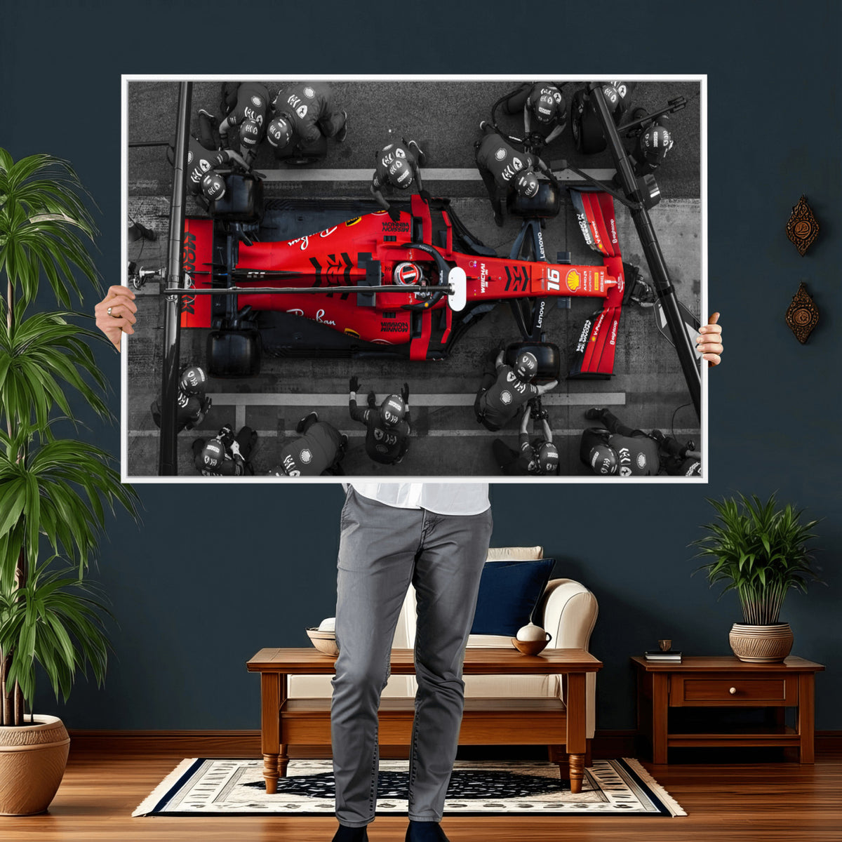 99356-MGV-CV-36X24 - Ferrari Pit Stop Canvas Wall Art | Precision and Speed