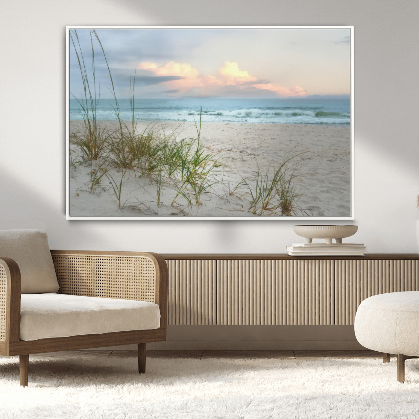 MGV-FC-36X24 - Flight Over Coastal Beach Landscape, Flight Over Coastal Beach Print Canvas Wall Art
