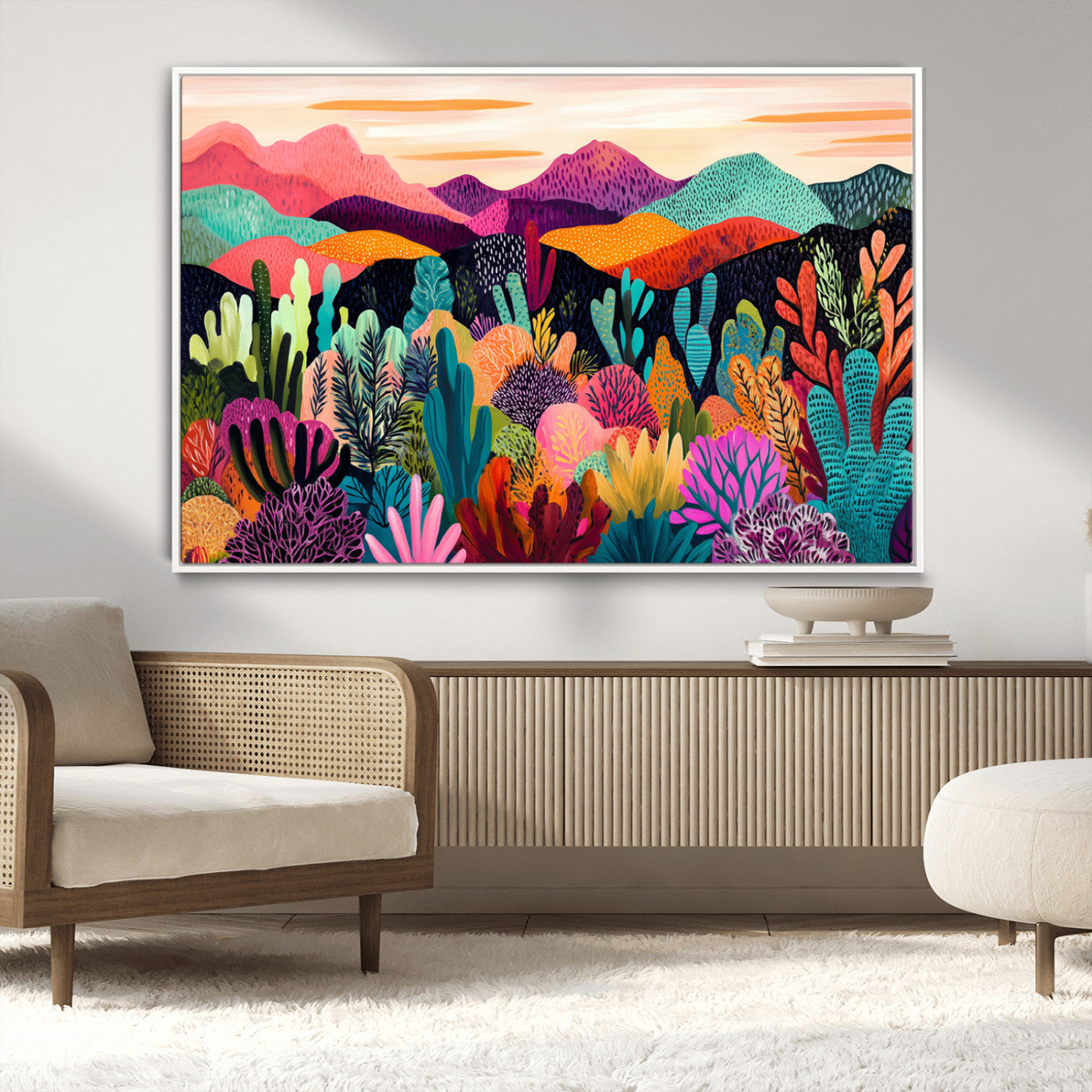 MGV-FC-36X24 - Abstract Kusama Print - Landscape Canvas Wall Art Print - Vibrant Modern Decor for Living Room,