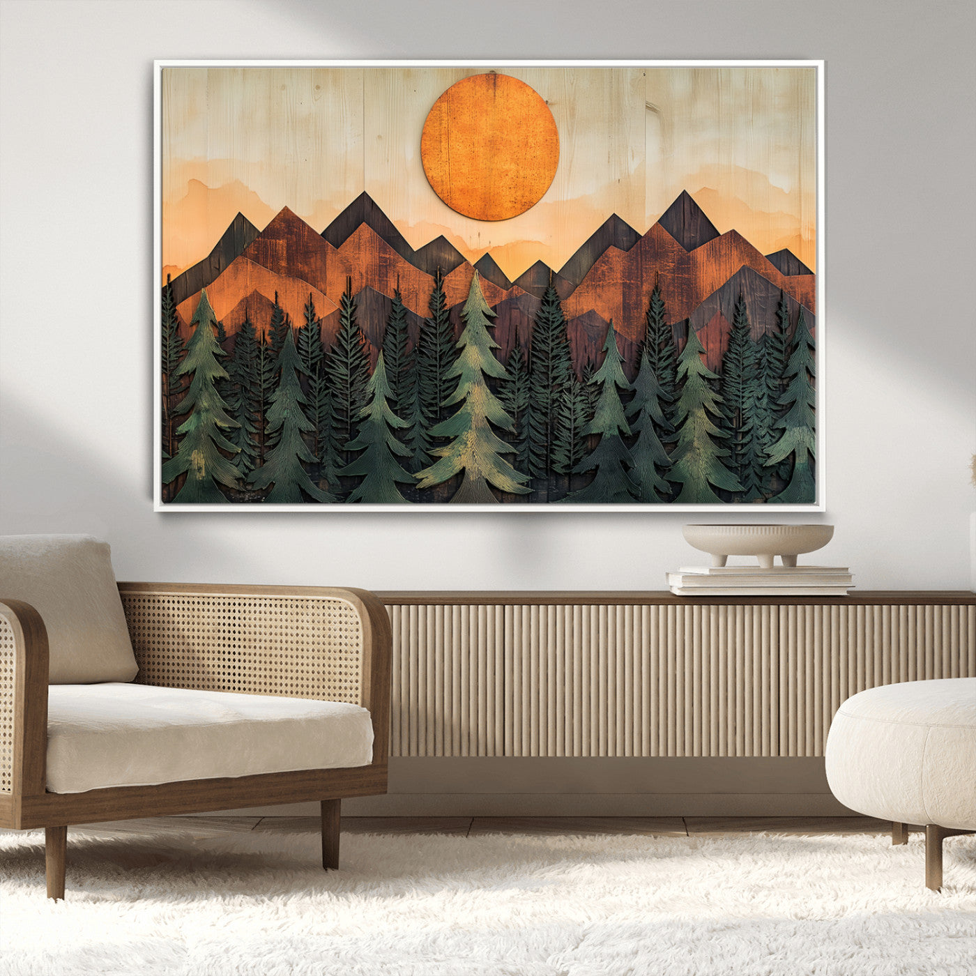 MGV-FC-36X24 - Sunset Mountain Landscape Canvas Wall Art Print - Nature Decor for Living Room, Office