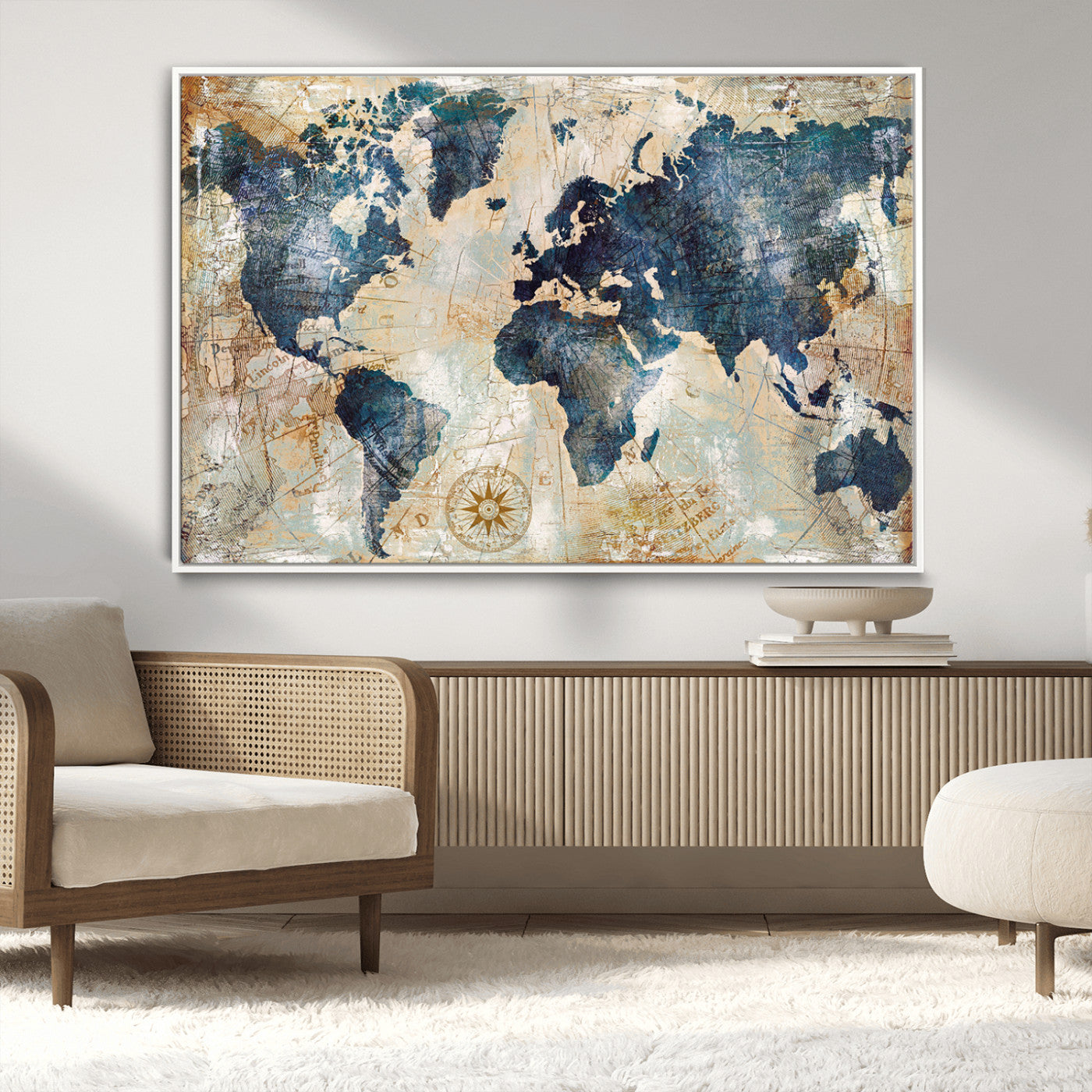 MGV-FC-36X24 - Push Pin World Map Canvas Print – Framed Wall Art for Couples to Track Their Travels – Anniversary