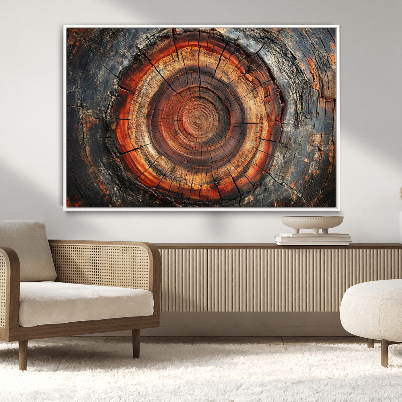 MGV-FC-36X24 - Wood Grain Canvas Wall Art - Framed Abstract Tree Ring Framed Wall Art, Wood Grain Canvas Wall