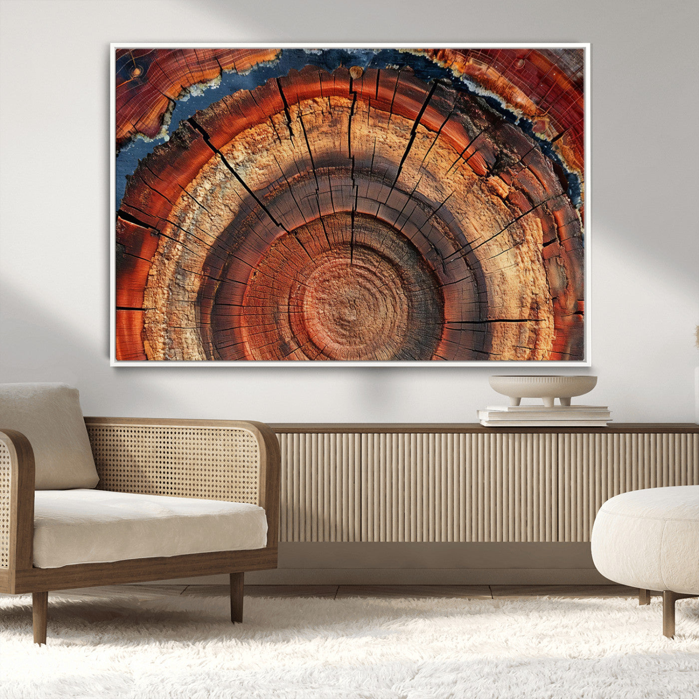 MGV-FC-36X24 - Abstract Tree Ring Art, Colorful Tree Ring Wall Decor, Minimalist Home Canvas Art, Modern Farmhouse