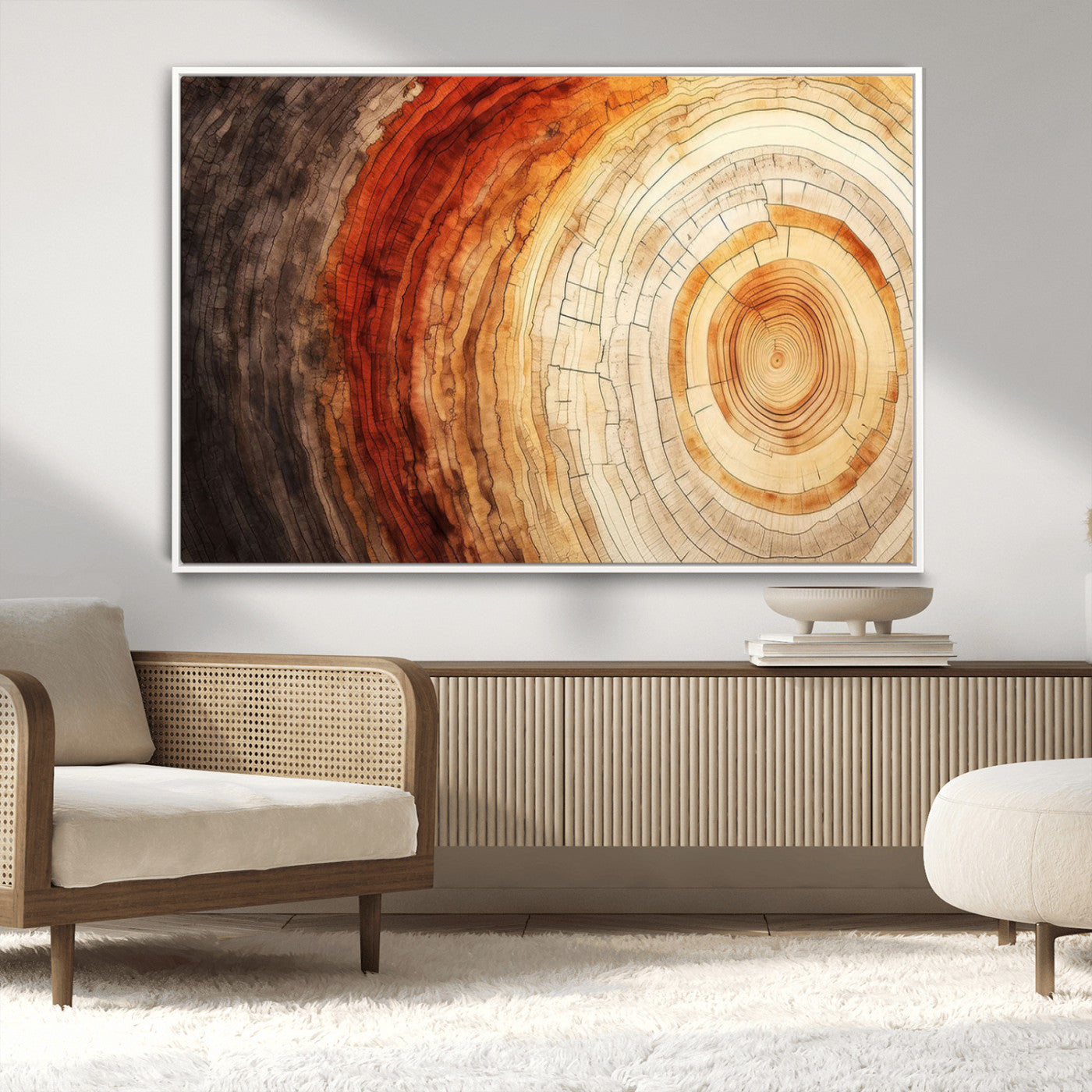 MGV-FC-36X24 - Tree Ring Print on Canvas Wall Art, Tree Stump Print, Wood Wall Art Living Room, Abstract Natural