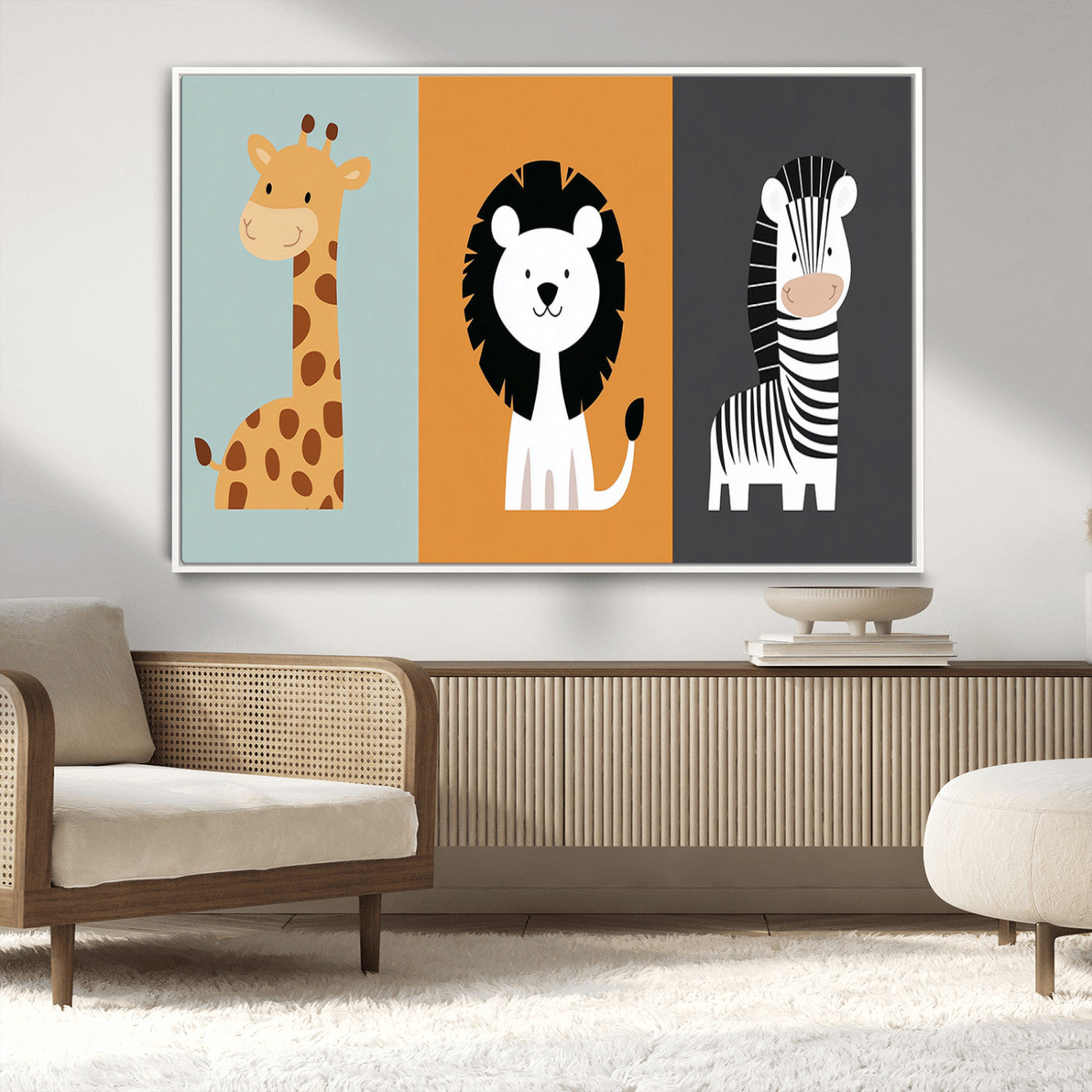 MGV-FC-36X24 - Boho Jungle Animal Nursery Wall Art Prints - Safari Decor in Earth Tones for Modern and Stylish