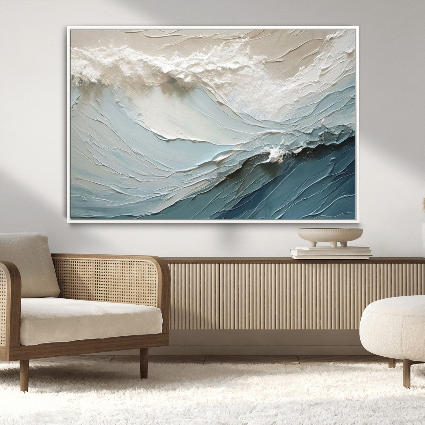 MGV-FC-36X24 - Waves Abstract Wall Art Print, Modern Framed Abstract Canvas Print, Abstract Painting for Living