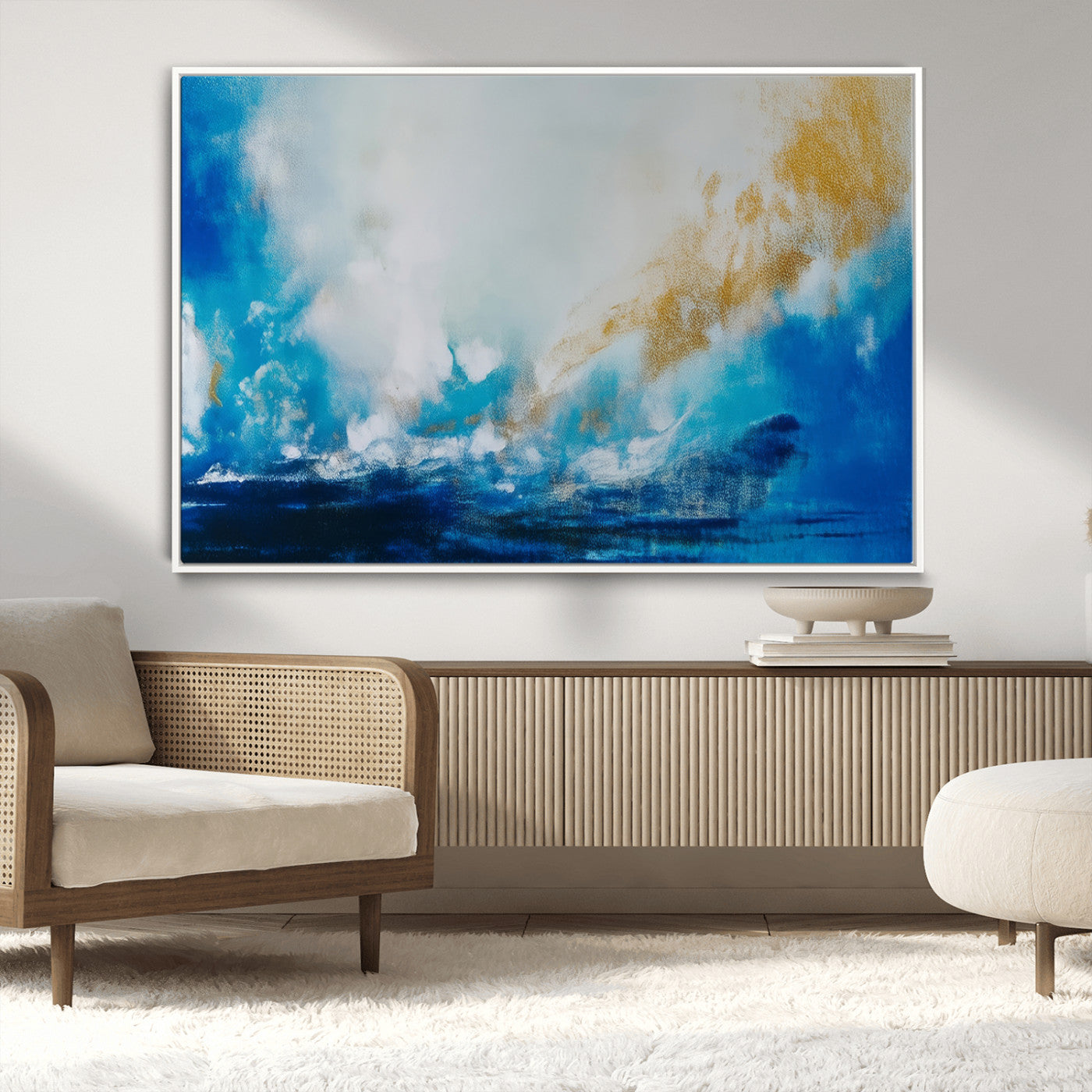 MGV-FC-36X24 - Blue Abstract Print - Dynamic Ocean-Inspired Canvas Wall Art