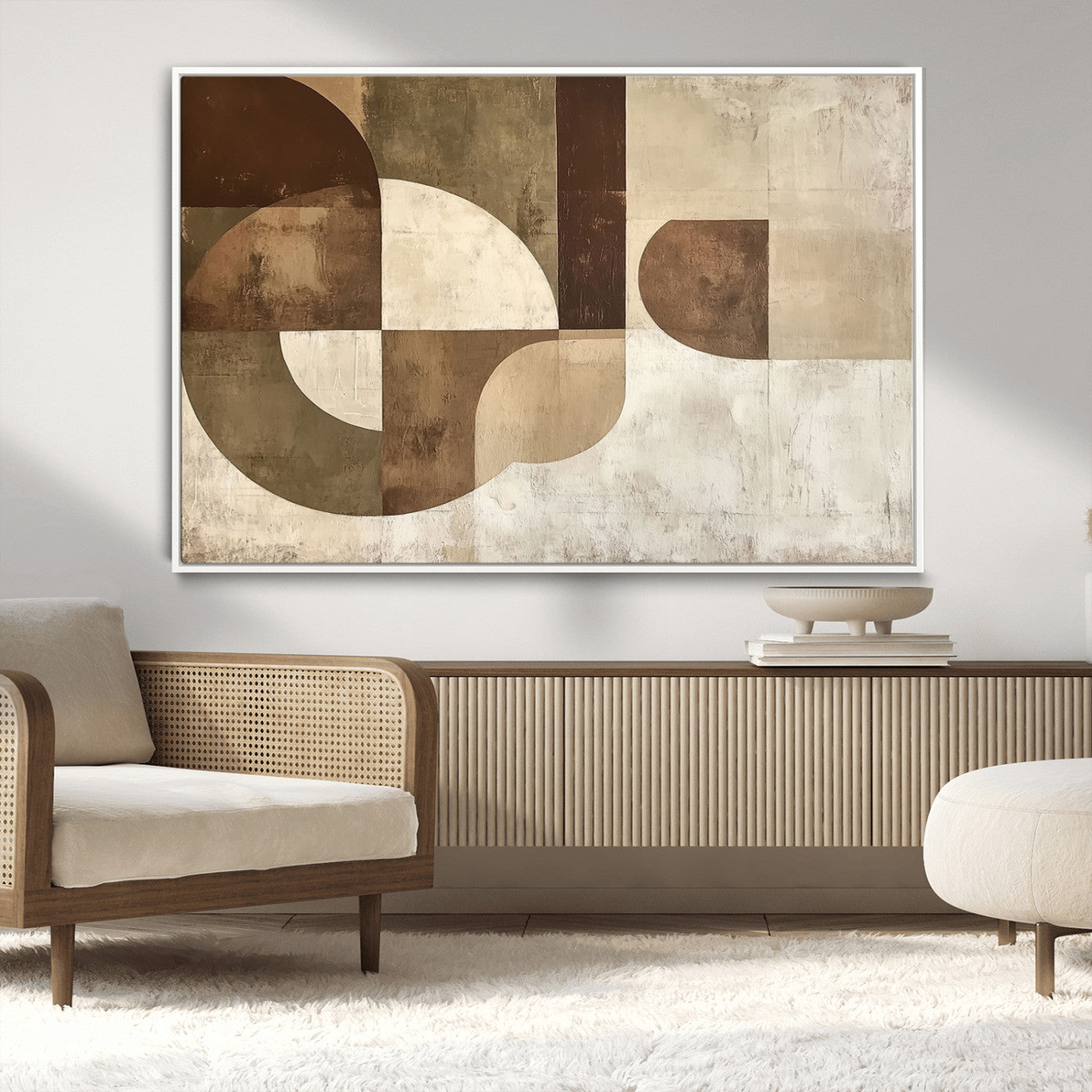 MGV-FC-36X24 - Wabi Sabi Geometric Wall Art | Abstract Modern Minimalist Canvas Print with Neutral Mid Century Art
