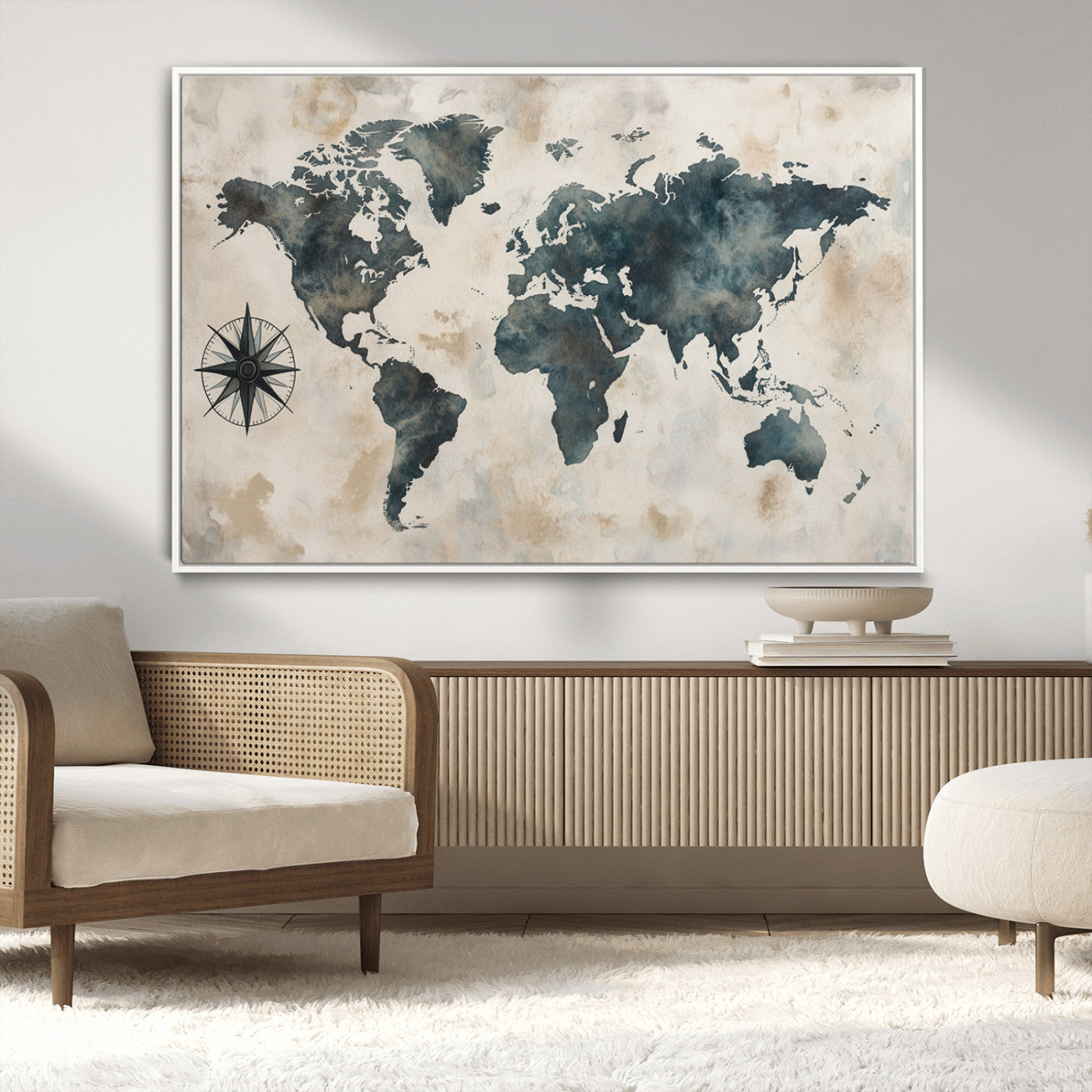 MGV-FC-36X24 - Push Pin World Map Canvas Print – Framed Wall Art for Couples to Track Their Travels – Anniversary