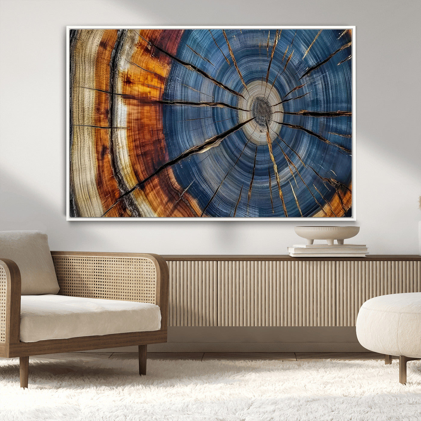 MGV-FC-36X24 - Abstract Tree Rings Canvas Wall Art - Wood Grain Canvas Print - Nature-Inspired Modern Wood Grain