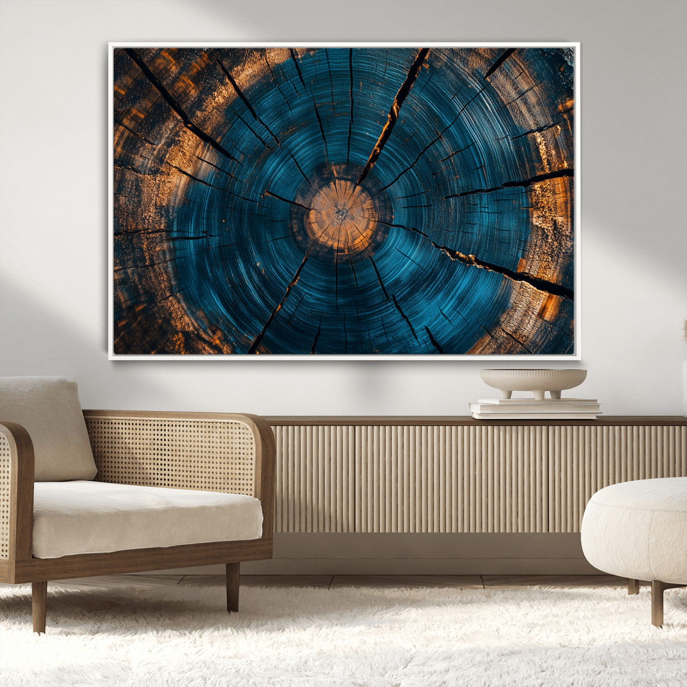 MGV-FC-36X24 - Abstract Tree Rings Wall Art Canvas Print - Wood Grain Rings Artwork Print - Nature Woodland Modern