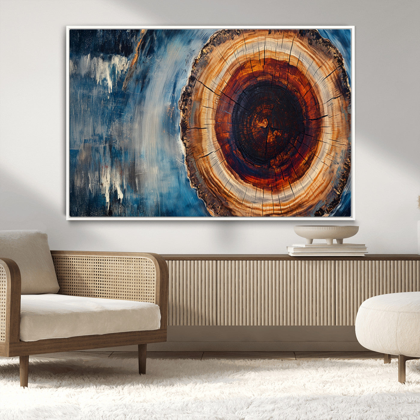 MGV-FC-36X24 - Abstract Tree Rings Wall Art Canvas Print - Wood Grain Rings Canvas Print - Nature Woodland Wall