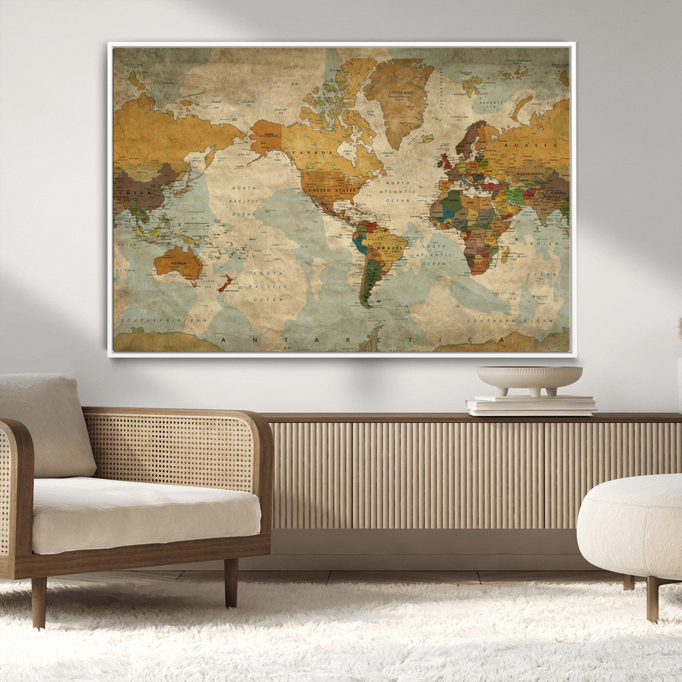 MGV-FC-36X24 - Push Pin World Map Canvas Print – Framed Wall Art for Couples to Track Their Travels – Anniversary