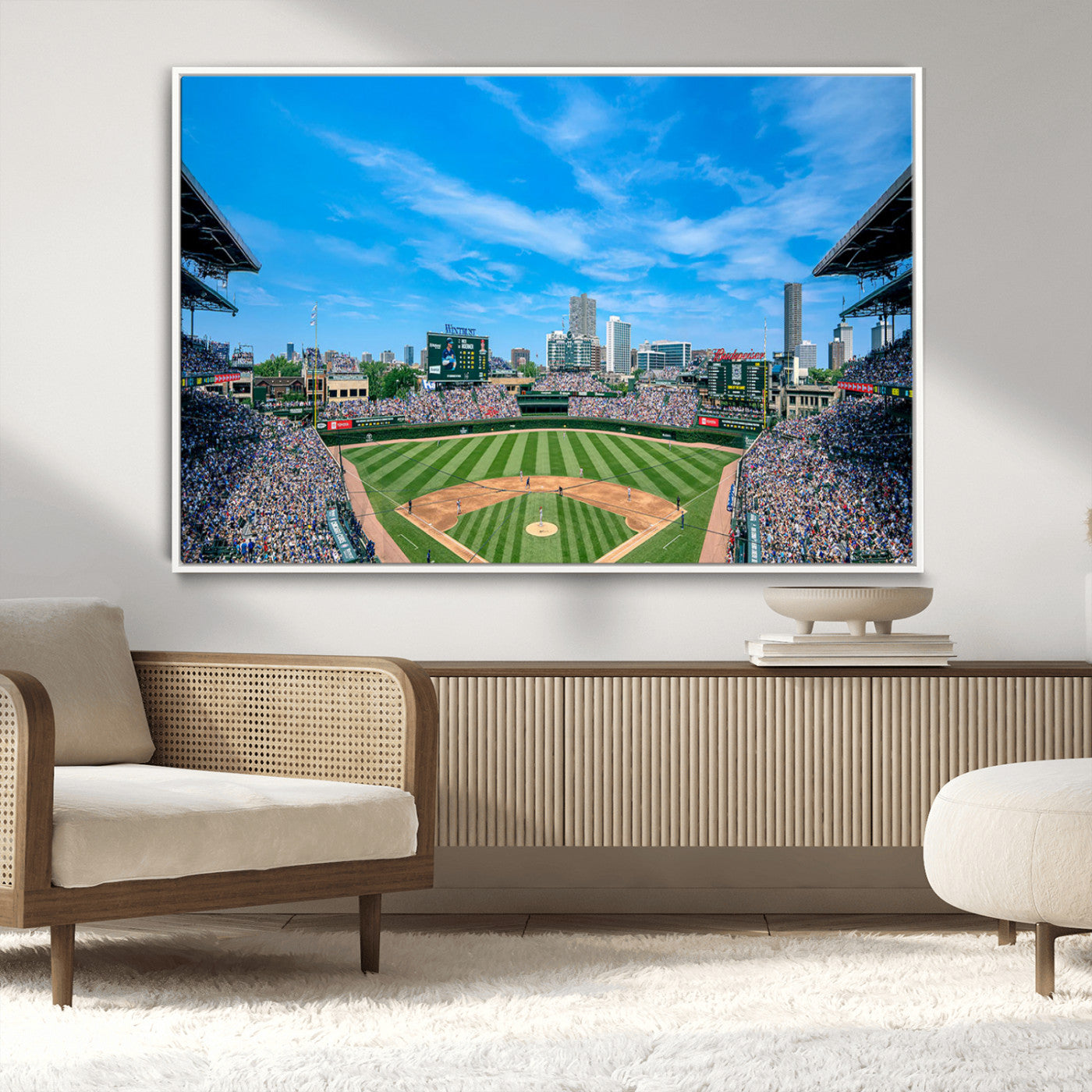 MGV-FC-36X24 - Wrigley Field Chicago Cubs Panoramic Art Multi Piece Canvas - Iconic Baseball Stadium Print for
