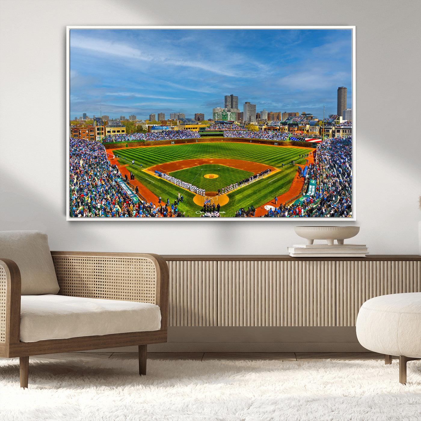 MGV-FC-36X24 - Wrigley Field Chicago Cubs Panoramic Multi Piece Canvas Wall Art - Iconic Baseball Stadium Canvas