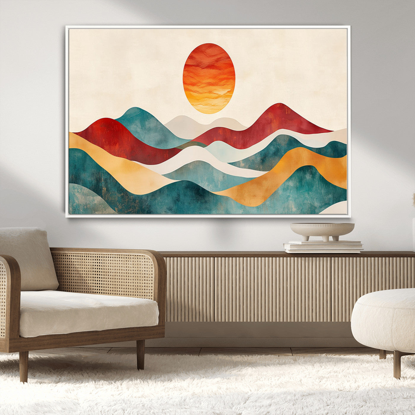 MGV-FC-36X24 - Southwest Mountain Canvas - Boho Triptych Wall Art - Rustic Woodland Nursery Decor - Abstract Nature