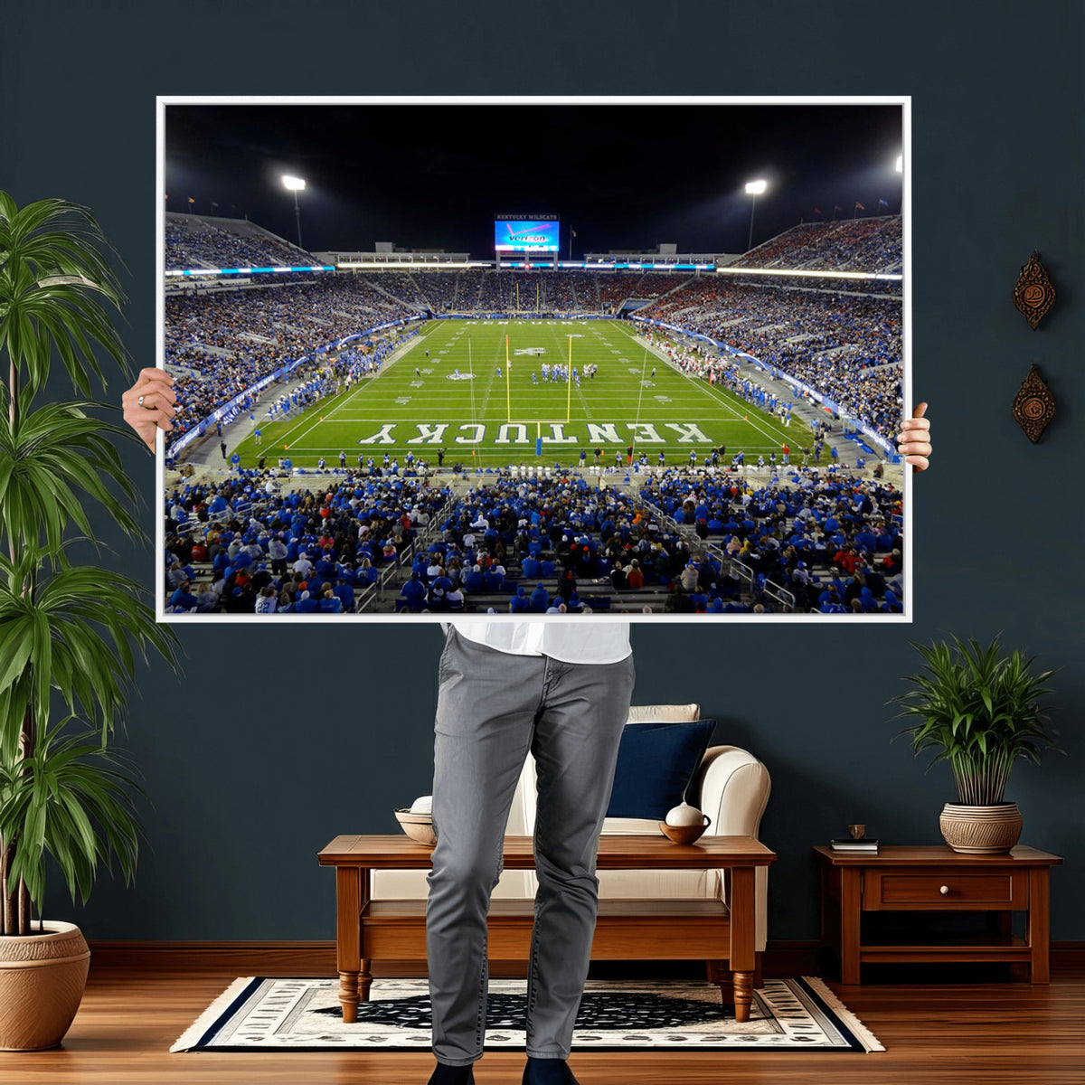 14304-MGV-CV-36X24 - Kroger Field Canvas Wall Art, Kentucky Stadium Wall Art, Framed and Ready to Hang