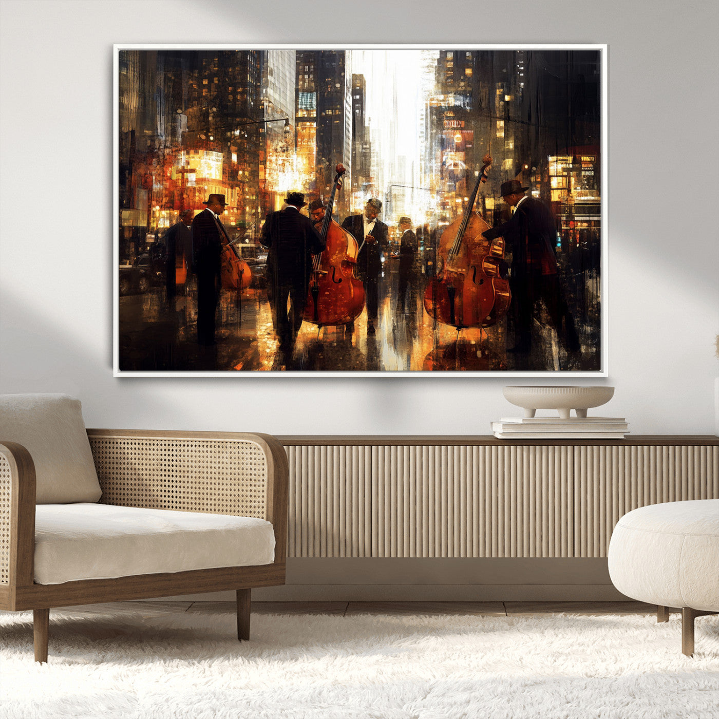 MGV-FC-36X24 - Abstract Jazz Art Wall Art Canvas Print - Framed Abstract Music Canvas - Colorful Instrument Poster