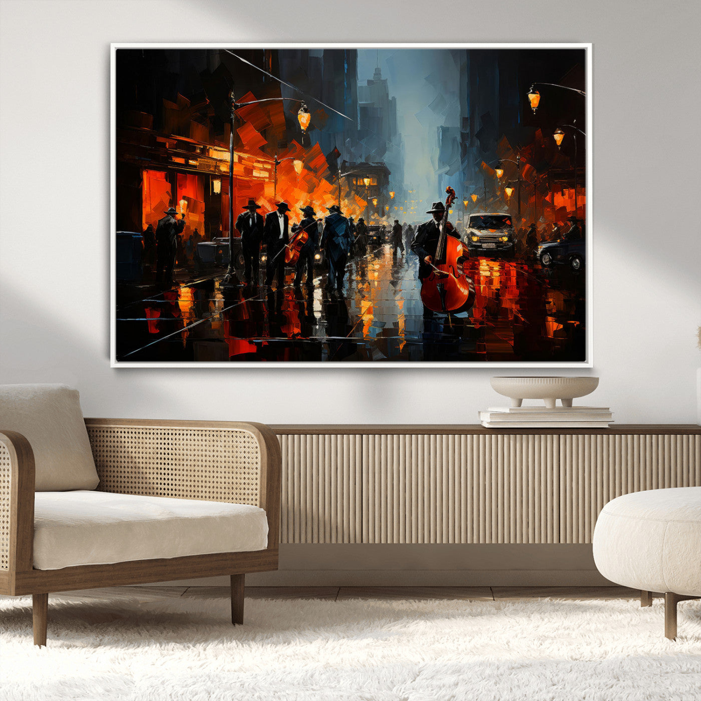 MGV-FC-36X24 - Winston Porter Jazz Wall Art - African American Music Canvas - Abstract Colorful Music Art - Framed