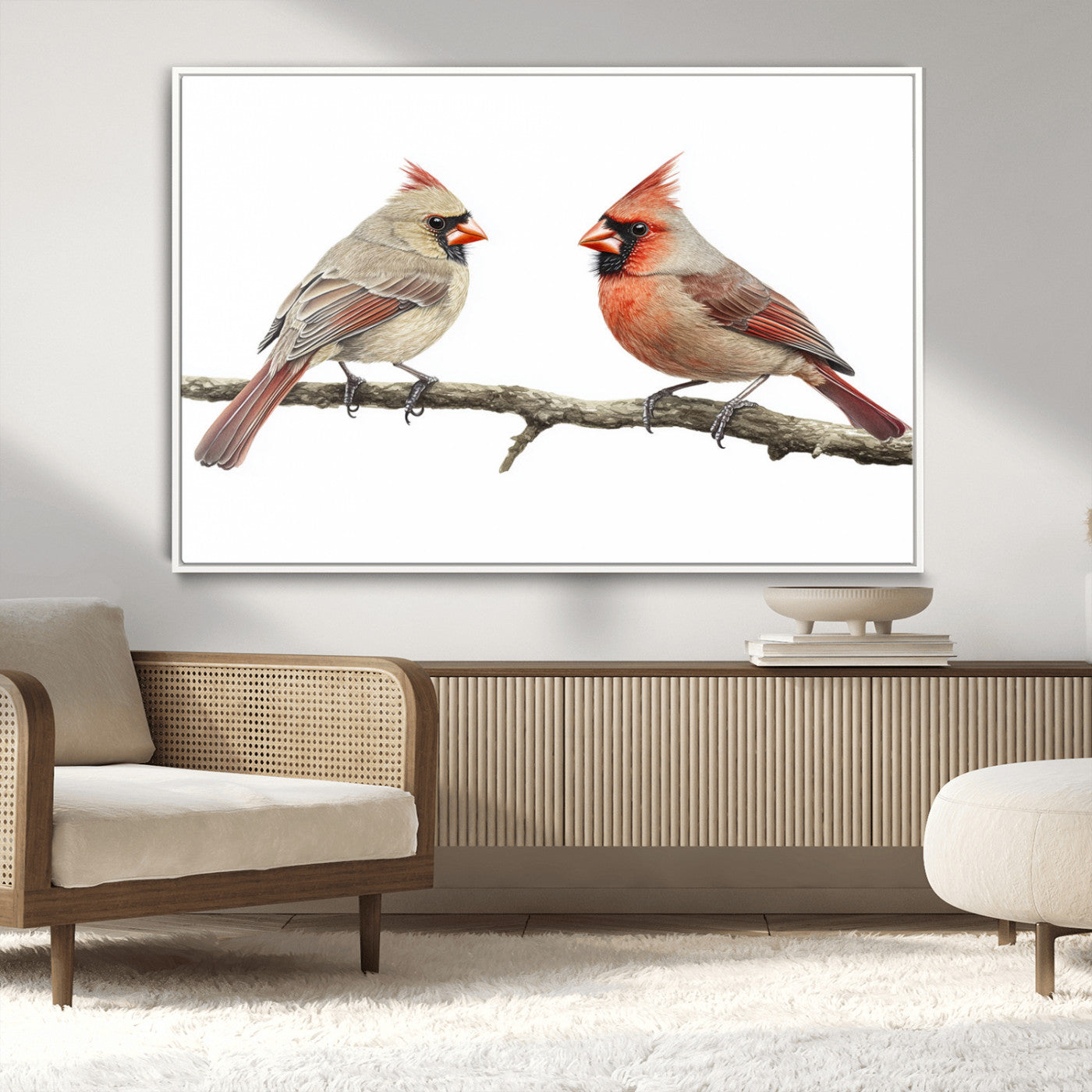 MGV-FC-36X24 - Cardinal Canvas Wall Art - Male and Female Cardinal Print - Nature-Inspired Bird Wall Decor for Home