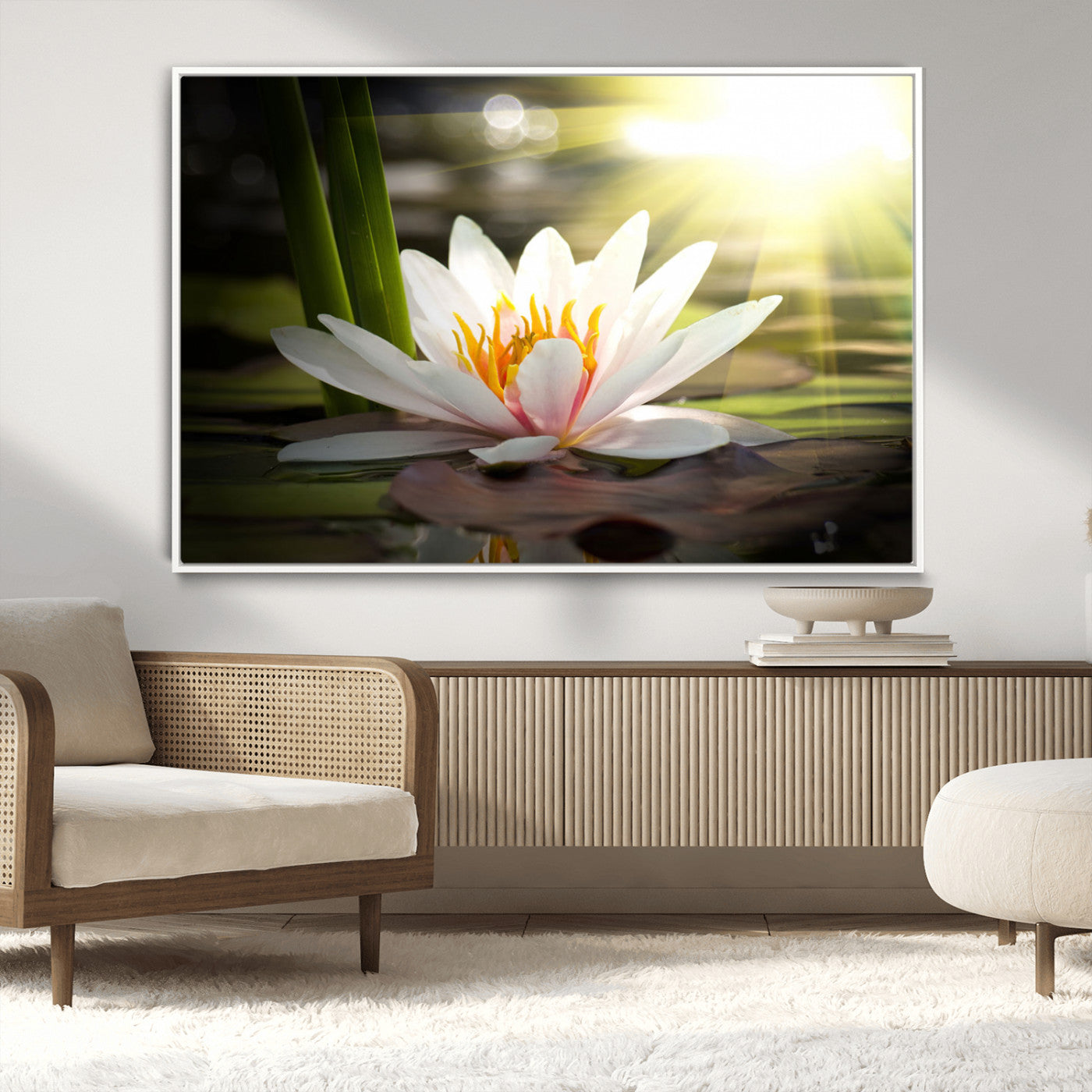 MGV-FC-36X24 - Lotus Flower Wall Art Canvas Print, Water Lily Large Wall Art Canvas Print