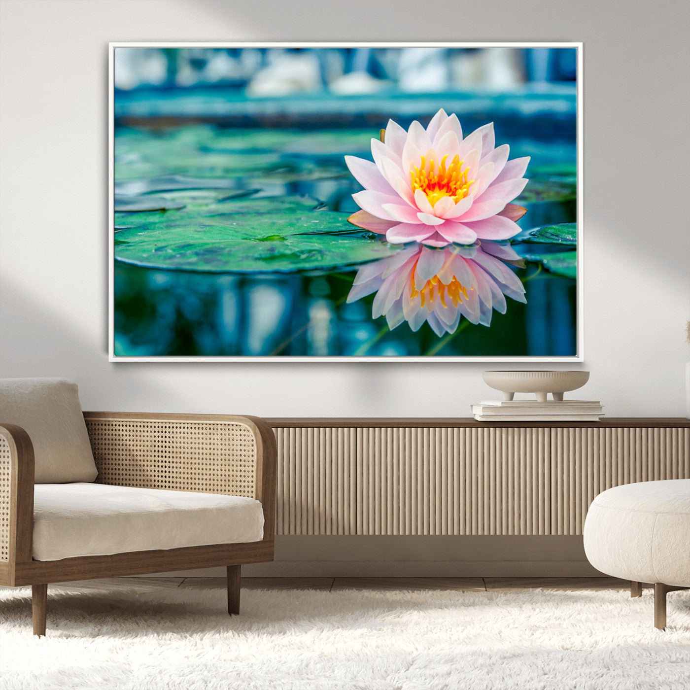 MGV-FC-36X24 - Lotus Flower Wall Art Canvas Print, Water Lily Large Wall Art Canvas Print for Yoga Room Decor,