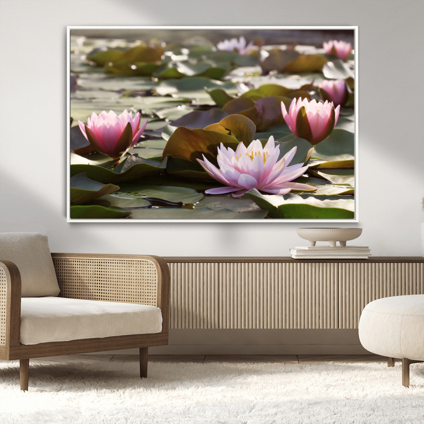 MGV-FC-36X24 - Lotus Flower Wall Art Canvas Print, Water Lily Large Wall Art Canvas Print for Yoga Room Decor,