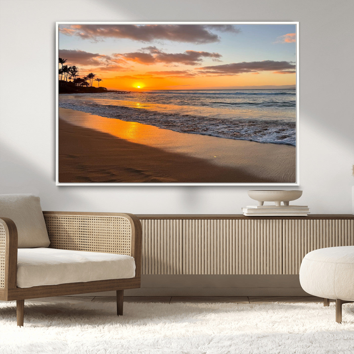 MGV-FC-36X24 - Sunset Wall Art Print - Stunning Beach Sunset Canvas Artwork for Elegant Home or Office Coastal