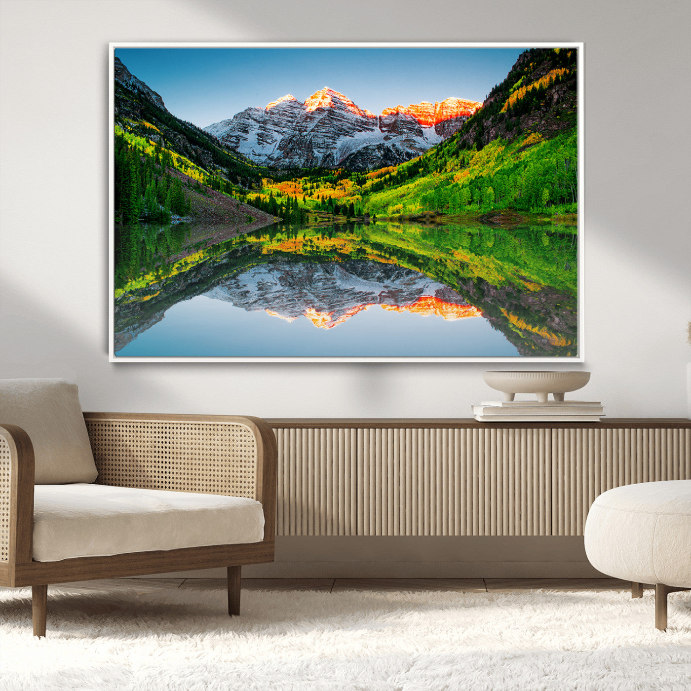 MGV-FC-36X24 - Sunrise Maroon Bells Lake Wall Art Print, Elk Mountains Canvas Wall Art, North Maroon Peak Landscape