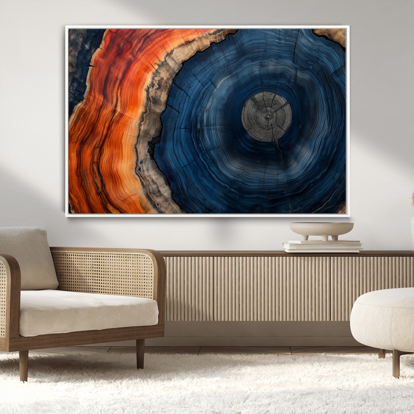MGV-FC-36X24 - Tree Rings Wall Art Canvas Print, Rustic Wood Print, Framed Natural Texture Art Print, Wood Grain