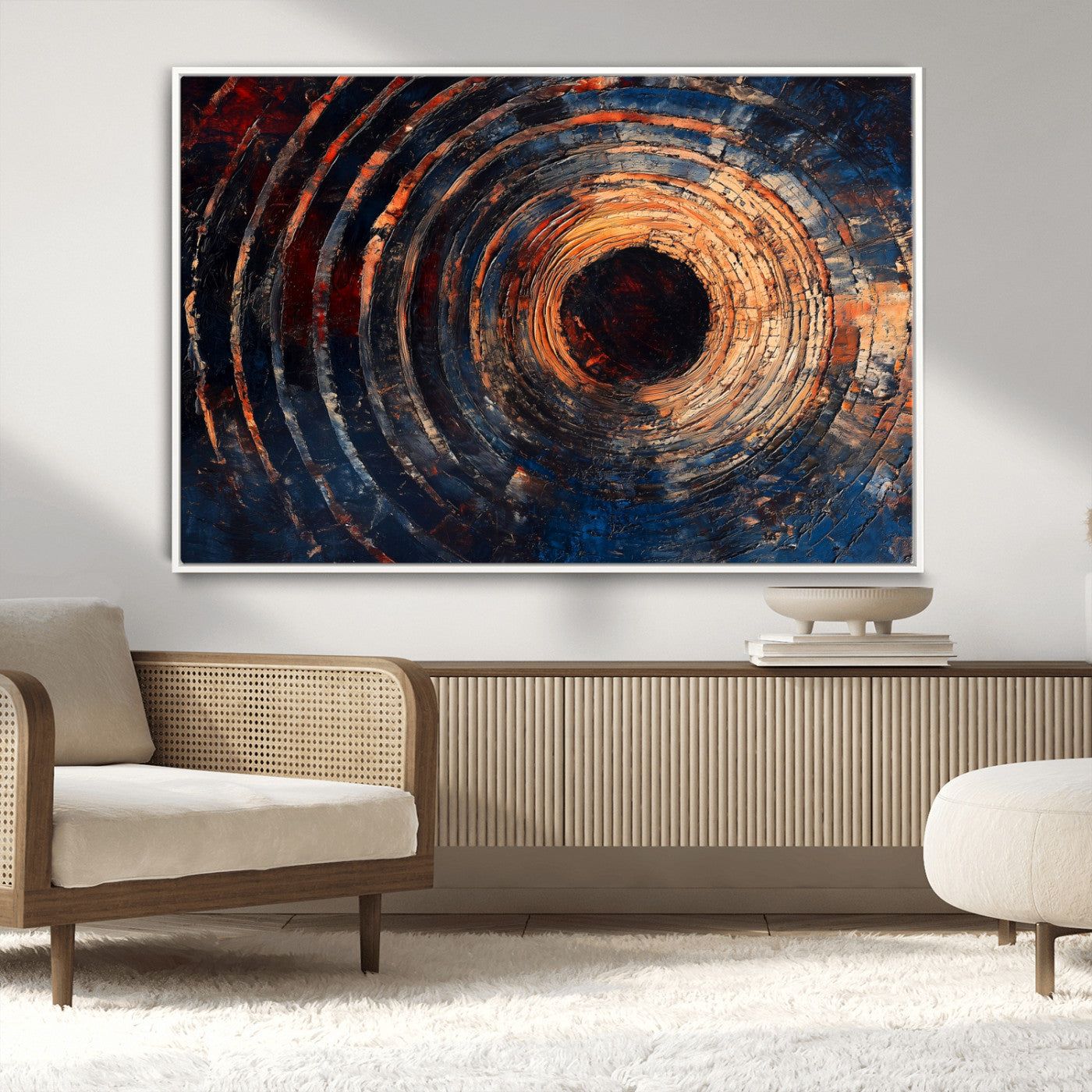 MGV-FC-36X24 - Wood Tree Ring Wall Art Canvas Print, Framed Natural Wood Art Picture Print, Rustic Tree Slice Perfect Rustic Decor Artwork