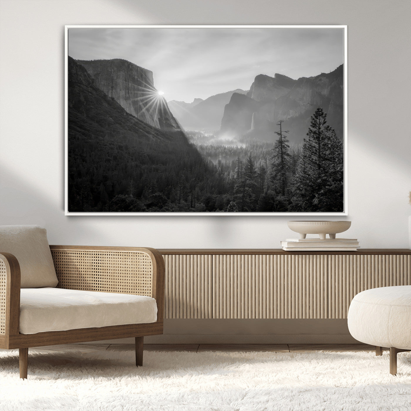MGV-FC-36X24 - Yosemite Valley Wall Art Canvas Print, Framed El Capitan Sunrise Art Picture Print, Misty Mountain Perfect Modern Rustic Decor Artwork