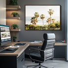 94707294-MGV-CV-36X24-California Coast Wall Art Canvas Print, Framed Palm Trees Art Picture Print, Coastal Landscape Perfect Coastal Minimalist Decor