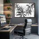 Edit-Images-Black and White Palm Tree Wall Art – Monochrome Tropical Canvas Print for Coastal or Minimalist Living Room Decor