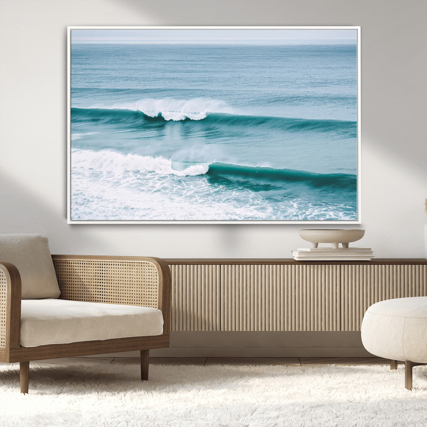 MGV-FC-36X24 - Ocean Swell Wall Art Canvas Print, Framed Surf Waves Art Picture Print, Blue Water Perfect Coastal Dynamic Decor Artwork