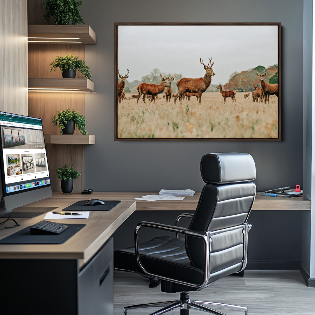 Rustic Deer Print Wall Art Canvas Print
