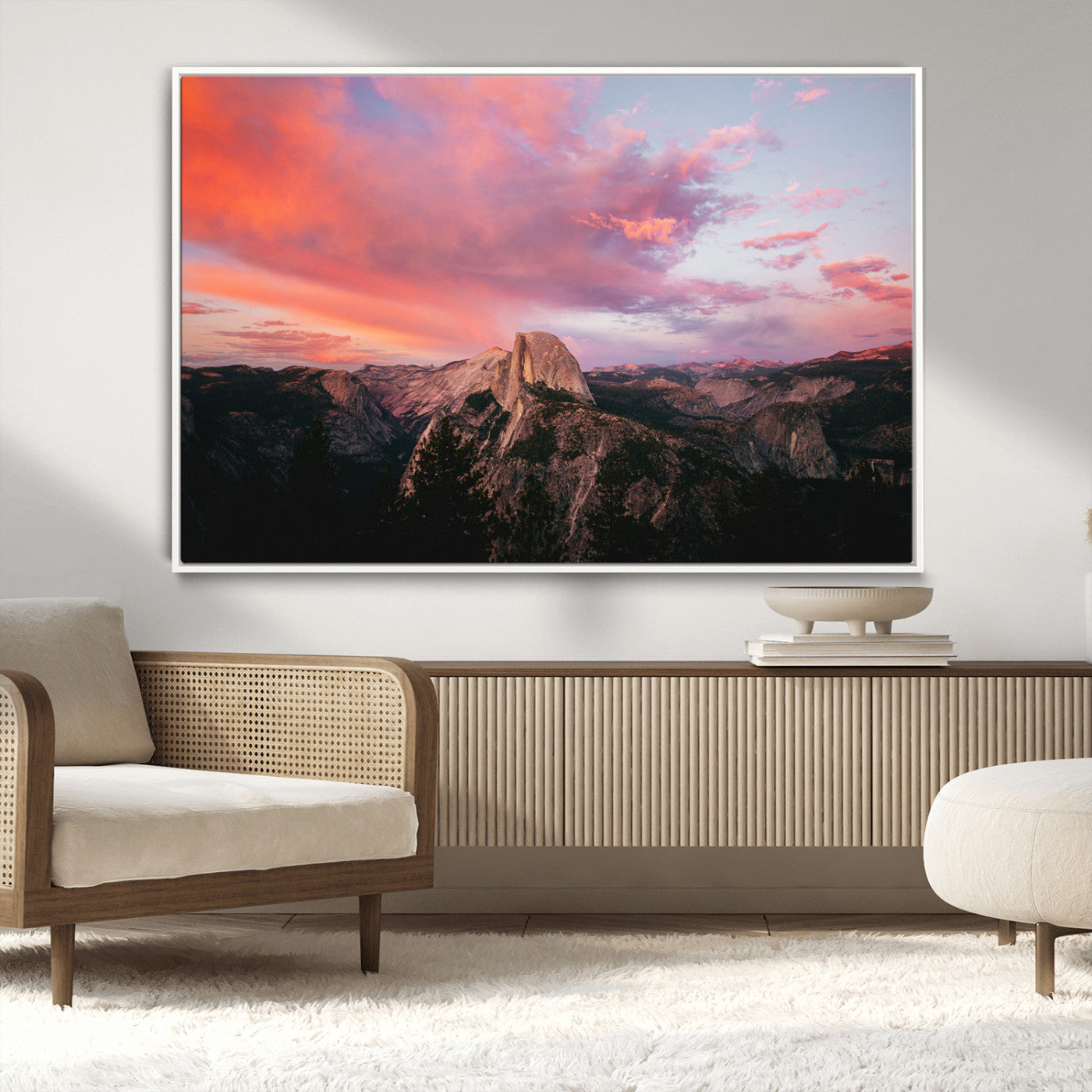 MGV-FC-36X24 - Half Dome Wall Art Canvas Print, Framed Yosemite National Park Art Picture Print, Dramatic Sunset Perfect Adventurous Wilderness Decor Artwork