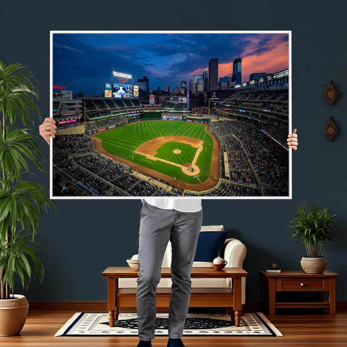 68222753-MGV-CV-36X24 - Target Field Wall Art Canvas Print, Baseball Stadium Scene