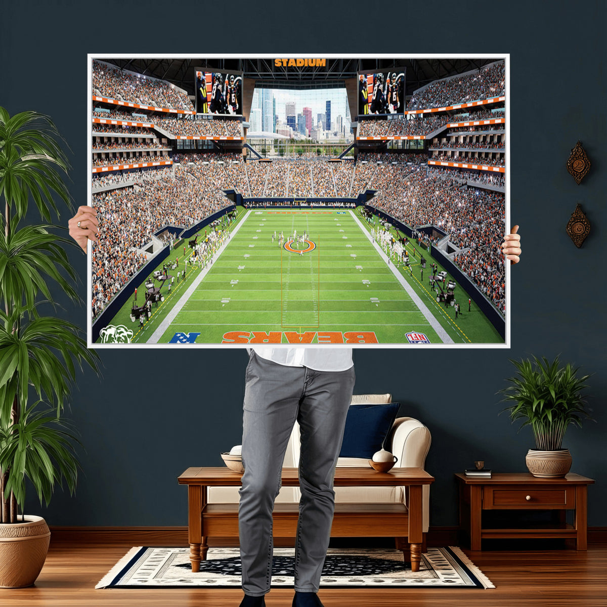 76935553-PAN-FL-20X10 - Chicago Bears Soldiers Field Wall Art Canvas Print, Home Office Wall Decor