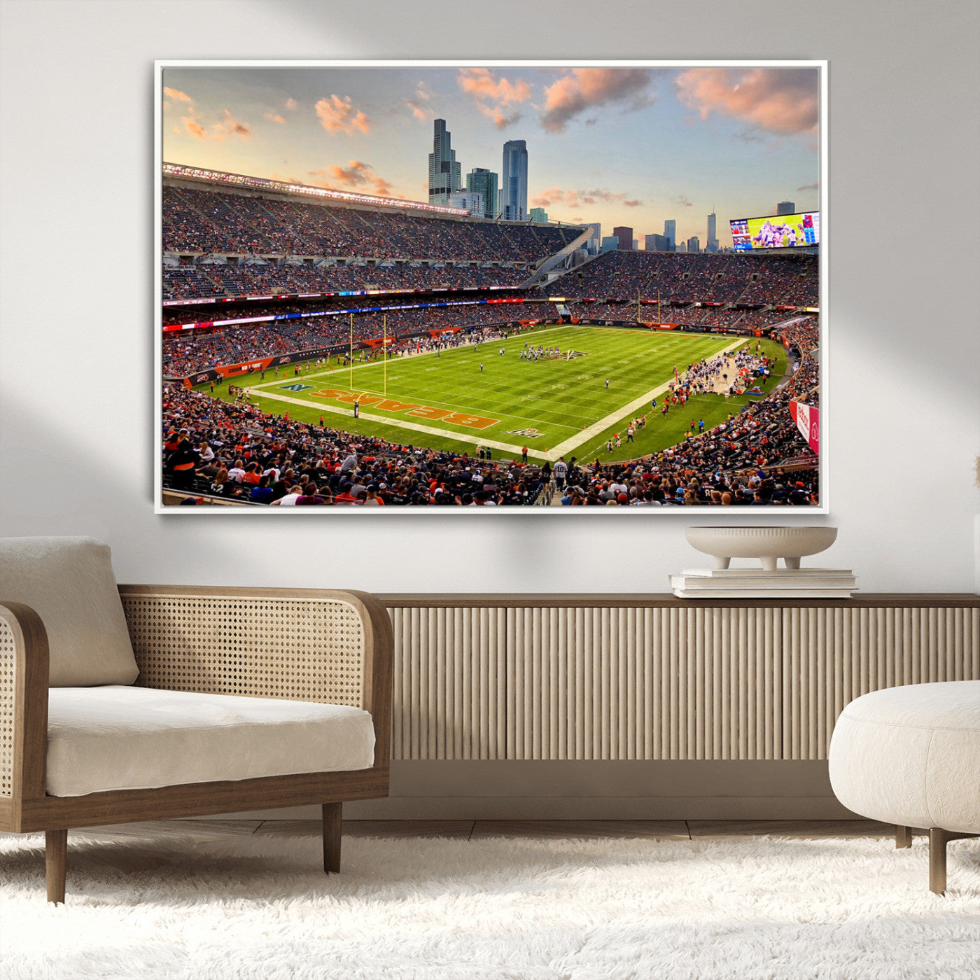 MGV-FC-36X24 - Chicago Bears Soldiers Field Wall Art Canvas Print – Framed Football Stadium Artwork for Sports