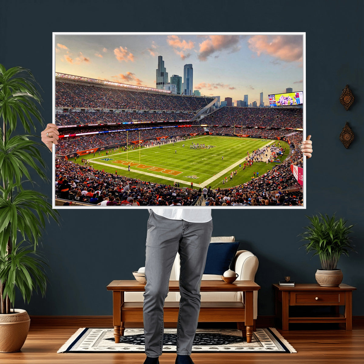 55377093-PAN-FL-20X10 - Chicago Bears Soldiers Field Wall Art Canvas Print, Man Cave Wall Decor
