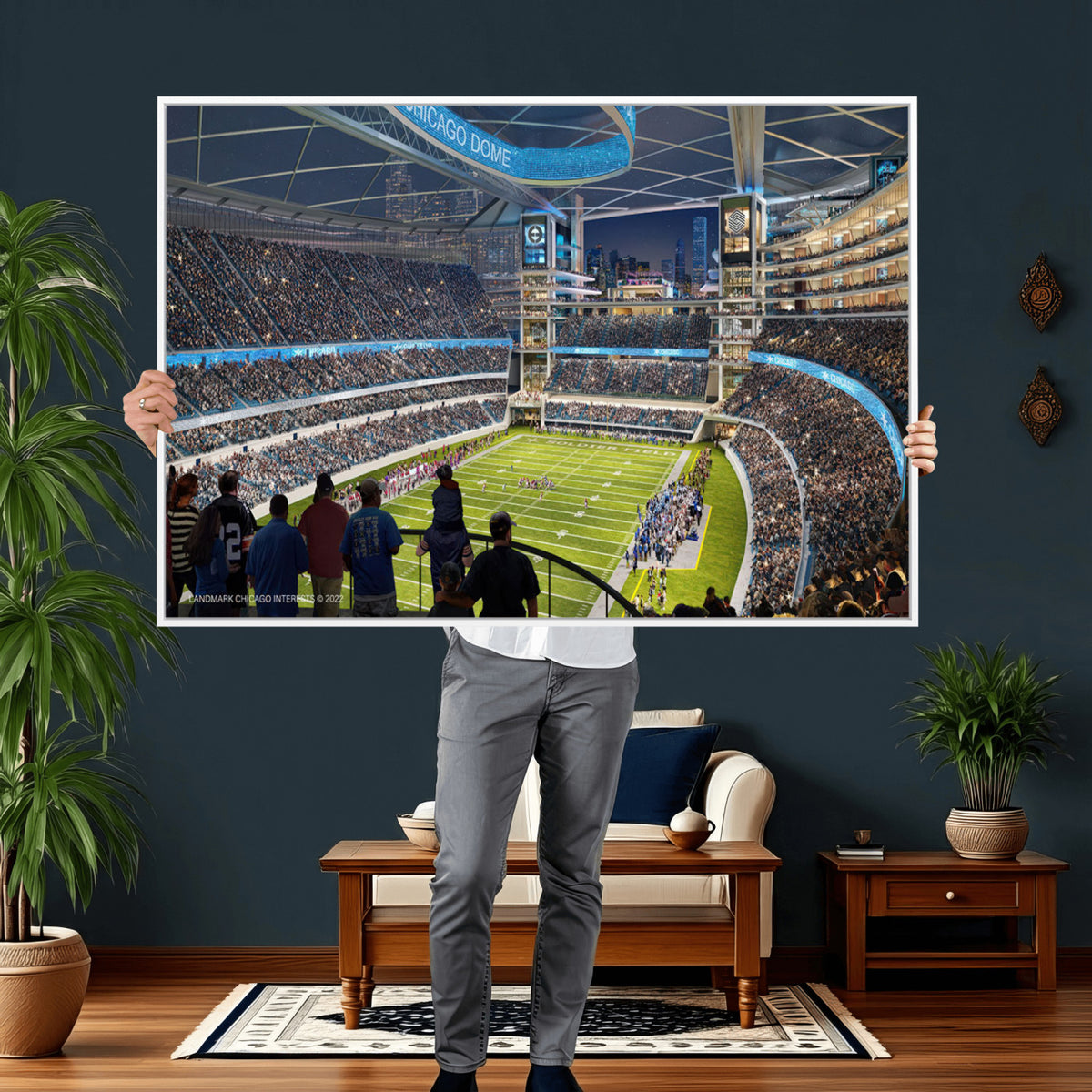 41816511-MGV-CV-36X24 - Chicago Dome Stadium Wall Art Canvas Print, Framed Modern Decor