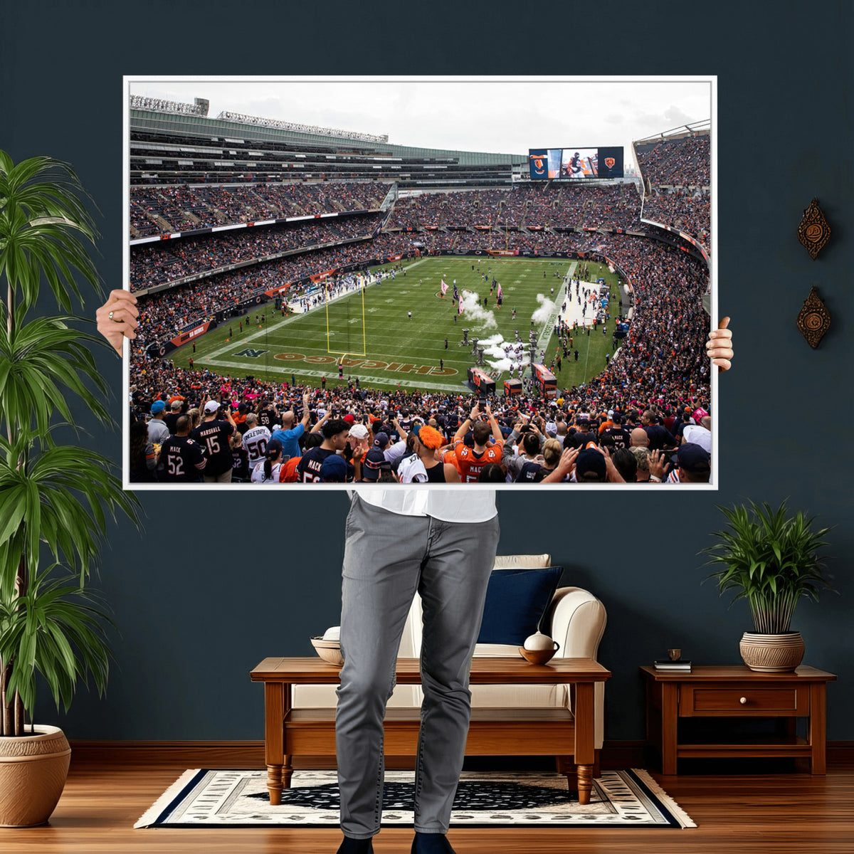 18347149-MGV-CV-36X24 - Chicago Bears Soldier Field Wall Art Canvas Print – Framed Football Stadium Artwork Team Spirit for home, office